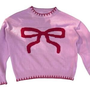 Pink and Red Bow Sweater Cardigan